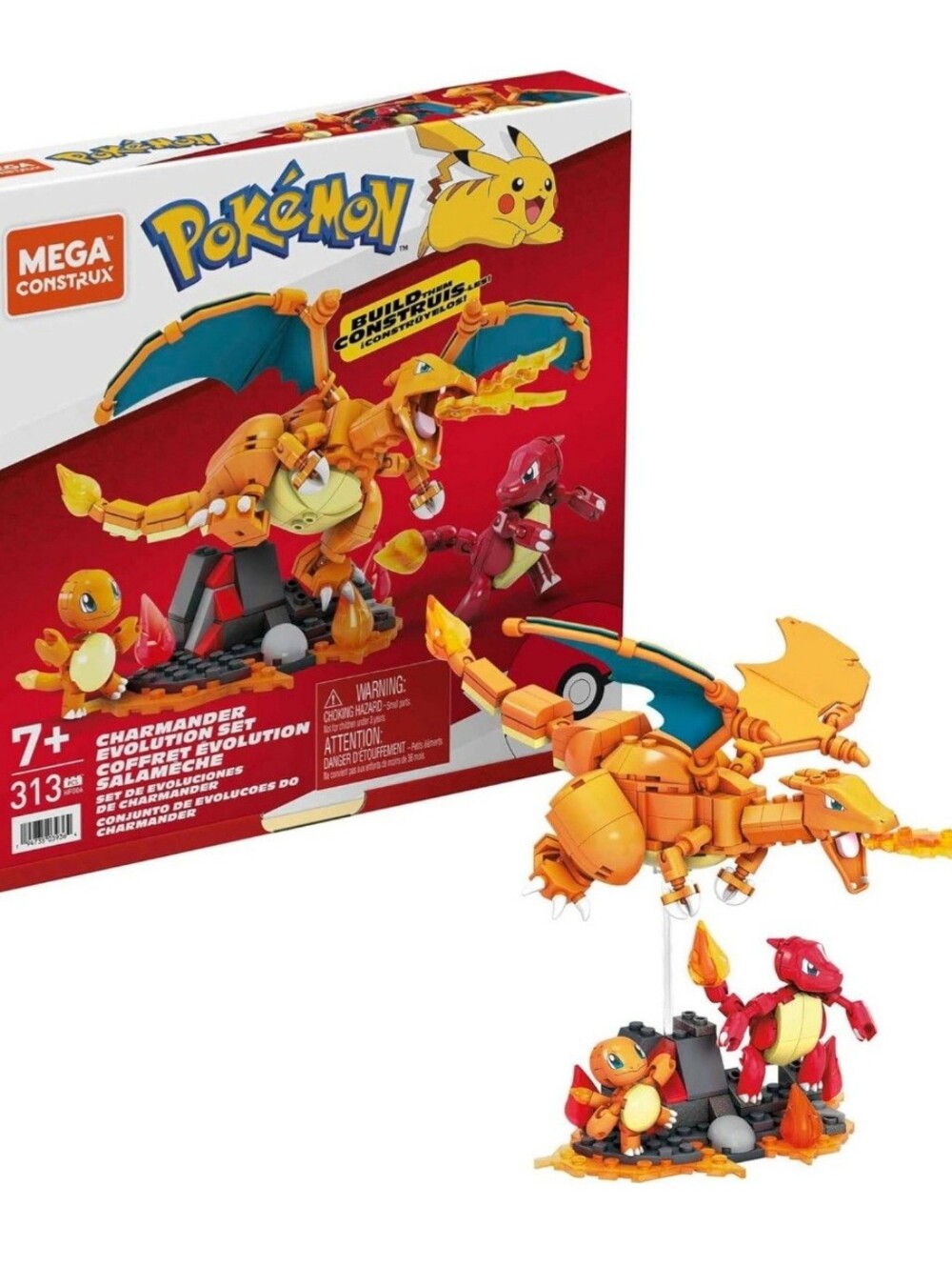 MEGA Pokémon Action Figure Building Toys for Kids, Charmander Evolution Set
